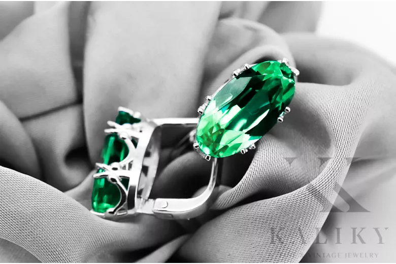 Pendientes Artesanía vintage Esmeralda Plata de ley 925 vec021s